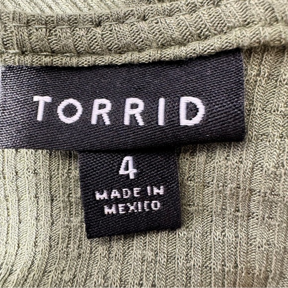 Torrid Olive Green Ribbed Surplice Peplum Top Size 4x Babydoll Top - Picture 10 of 12